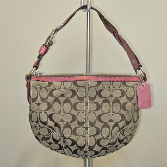 Coach Handbags - Coach Brown and Pink Signature Shoulder Bag